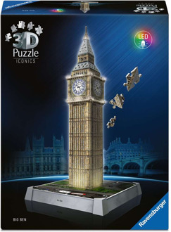 Ravensburger Iconics 3D Puzzel - Big Ben with Lights (216 stukjes)