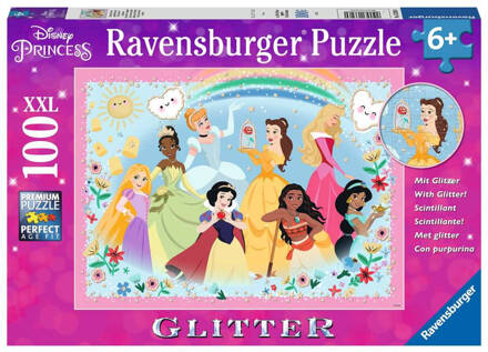 Ravensburger Kinderpuzzel 100 XXL Disney Sterk, mooi en dapper (glitter)