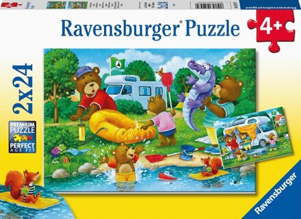 Ravensburger Kinderpuzzel 2x24 stukjes De familie Beer gaat kamperen