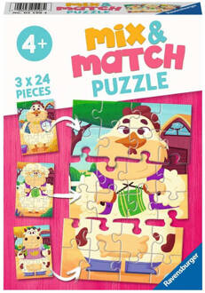 Ravensburger Kinderpuzzel Mix & Match Mijn boerderijvrienden - 3 x 24 stukjes