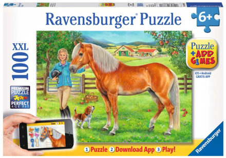 Ravensburger Mijn lievelingspaard XXL puzzel + app games, 100 stukjes
