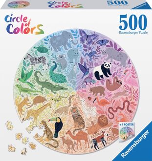 Ravensburger Puzzel 500 stukjes Round puzzle - Circle of colors - Animals