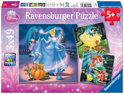 Ravensburger puzzel Disney Princess met hun vriendjes - 3 x 49 stukjes