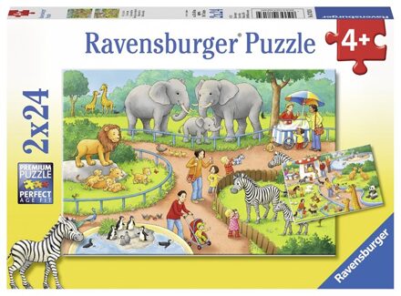 Ravensburger puzzel een dag in de dierentuin - 2 x 24 stukjes Multikleur