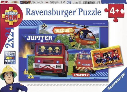 Ravensburger puzzel waterloop met brandweerman Sam - 2 x 24 stukjes