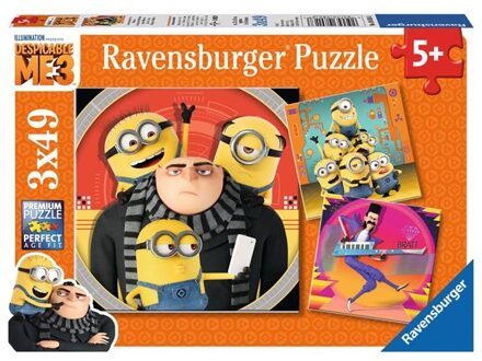 Ravensburger puzzelset Verschrikkelijke Ikke 3 Minions Chaos - 3 x 49 stukjes