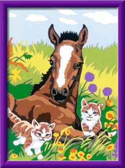 Ravensburger schilderen op nummer paard met kittens - Nvt