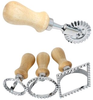 Ravioli Maker Cutter Stempel Set Toonaangevende Deeg Cutter En Druk Postzegels Met Houten Handvat-Voor Ravioli, pasta, Dumplings Lasagne