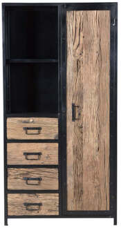 Raw gerecycled hout slaapkamer kast 90x35x176 cm Bruin