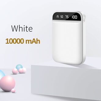 Raxfly Mini Power Bank Dual Draagbare Snel Opladen Batterij Powerbank 10000 Mah Reizen Digitale Display Poverbank Voor Iphone Xiaom 10000mAh wit