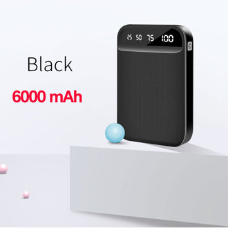 Raxfly Mini Power Bank Dual Draagbare Snel Opladen Batterij Powerbank 10000 Mah Reizen Digitale Display Poverbank Voor Iphone Xiaom 6000mAh zwart