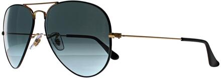 Ray-Ban Aviator 3025 9271GK gepolijst zwart op arista blauw vintage zwart gradiënt zonnebril