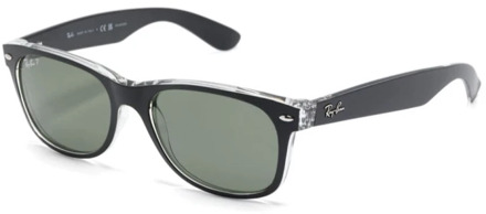 Ray-Ban RB2132 605258 - zonnebril - New Wayfarer (Color Mix) - Top Black On Transparent/Green - Polarized - 55mm