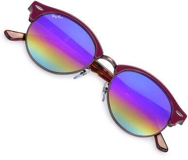 Ray-Ban RB4246 1222C2 - Clubround (Flash Lenses) - zonnebril - Bordeaux-Rood / Regenboog - 51mm