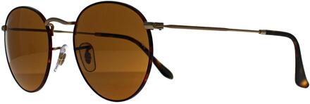 Ray-Ban Round Metal 3447 927533 mat havana op mat goudbruin zonnebril - One Size