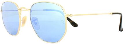 Ray-Ban Zonnebril Hexagonal 3548N 001/9O Goud Light Blauw Verloop Mirror 54mm