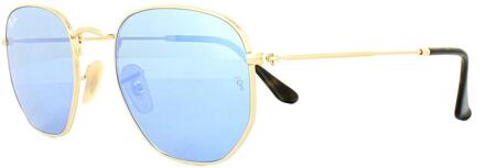 Ray-Ban Zonnebril Hexagonal 3548N 001/9O Goud Light Blauw Verloop Mirror