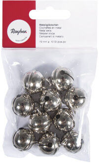 Rayher Hobby 20x belletjes - metaal - zilver - met oog - 19 mm - Kersmuts belletjes - Kattenbellen