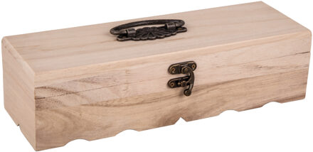 Rayher hobby Houten kistje met sluiting en deksel - 29 x 9 x 8 cm - Sieraden/spulletjes/sleutels