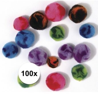 Rayher hobby materialen 100x knutsel pompons assortiment Multi