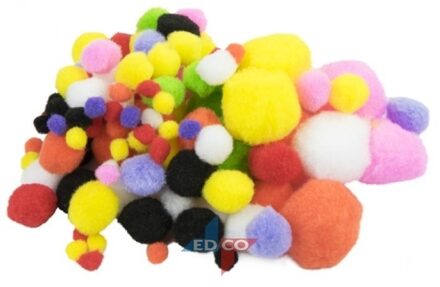 Rayher hobby materialen 100x Knutsel pompons gekleurd