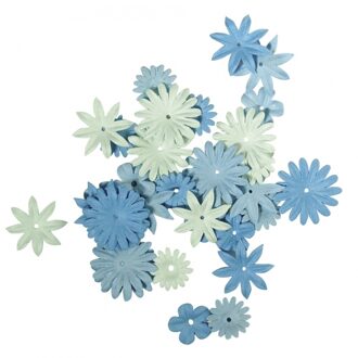 Rayher hobby materialen 108x stuks Papieren knutsel bloemen blauw  - Hobby en knutsel materialen