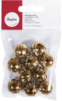 Rayher hobby materialen 10x Gouden metalen belletjes met oog 19 mm hobby/knutsel benodigdheden