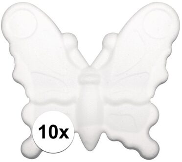 Rayher hobby materialen 10x stuks piepschuim vlinders van 12,5 cm Wit