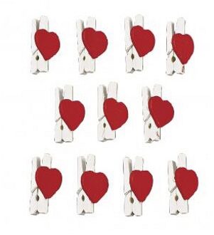 Rayher hobby materialen 12x stuks hartjes mini knijpertjes 2,5 cm