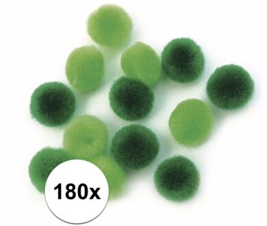 Rayher hobby materialen 180x groene knutsel pompons 15 mm