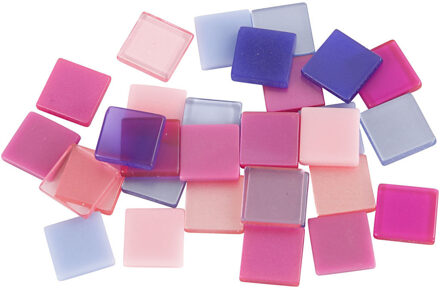 Rayher hobby materialen 200x Mozaiek tegels kunsthars paars/roze 10x10