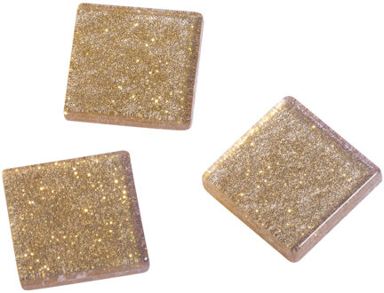 Rayher hobby materialen 205x stuks Glitter mozaiek steentjes goud van 1 cm - Mozaiektegel Goudkleurig