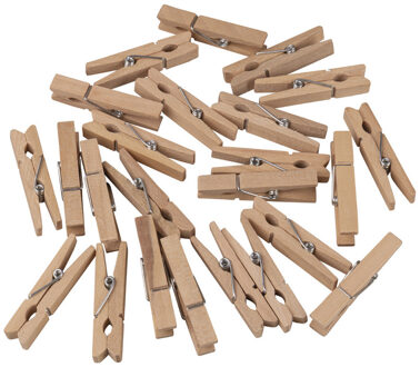 Rayher hobby materialen 24x Houten mini wasknijpers 4.5 cm - Decoratie knijpers - Hobby/knutsel materiaal