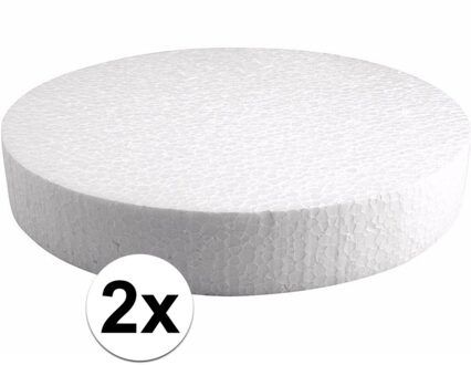 Rayher hobby materialen 2x Bruiloft neppe taart piepschuim schijven 25 cm Wit