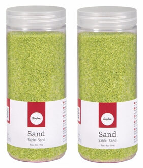 Rayher hobby materialen 2x Fijn decoratie zand groen 475 ml -  Zandkorrels - Hobby/decoratiemateriaal