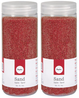 Rayher hobby materialen 2x Fijn decoratie zand rood 475 ml - zandkorrels - Hobby/decoratie materiaal