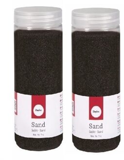 Rayher hobby materialen 2x Fijn decoratie zand zwart 475 ml - Deco zand 2 stuks