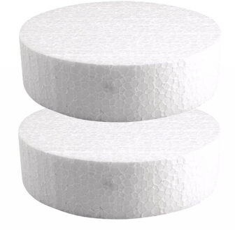 Rayher hobby materialen 2x hobby piepschuim schijf - 15 cm breed en 4 cm dik - hobby figuren artikelen Wit