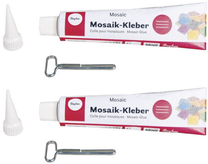 Rayher hobby materialen 2x mozaiek steentjes en hobby lijm - tube 80 ml - knutselen