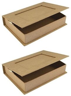 Rayher hobby materialen 2x Papier mache doosje boek 16 cm