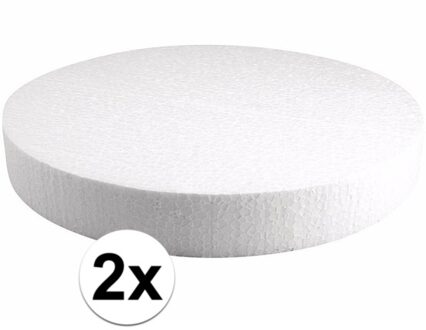 Rayher hobby materialen 2x Piepschuim schijven 30 cm breed en 4 cm dik - hobby figuren artikelen
