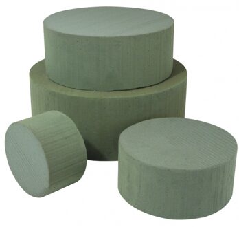 Rayher hobby materialen 2x Ronde groene steekschuim/oase nat 20 x 8 cm