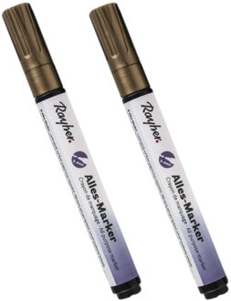 Rayher hobby materialen 2x stuks gouden marker stift met een dikke punt - Hobbystiften Goudkleurig