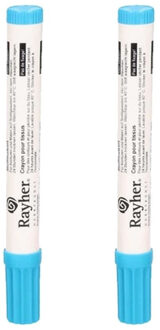 Rayher hobby materialen 2x stuks hobby textiel markers blauw dik