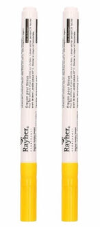 Rayher hobby materialen 2x stuks hobby textiel markers geel fijn
