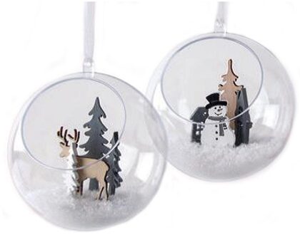 Rayher hobby materialen 2x stuks open kerstballen om te vullen 8 cm - Kerstbal Transparant