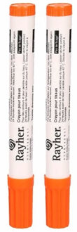 Rayher hobby materialen 2x stuks rayher hobby textielstift - dikke punt - oranje - 2-4 mm - tekenen/knutselen