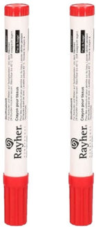 Rayher hobby materialen 2x stuks rayher hobby textielstift - dikke punt - rood - 2-4 mm - tekenen/knutselen