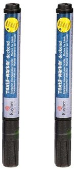 Rayher hobby materialen 2x stuks zwarte glitter textielstift - Textielstiften