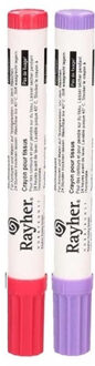 Rayher hobby materialen 2x Textielstift dikke punt 2-4 mm fuchsia/lila